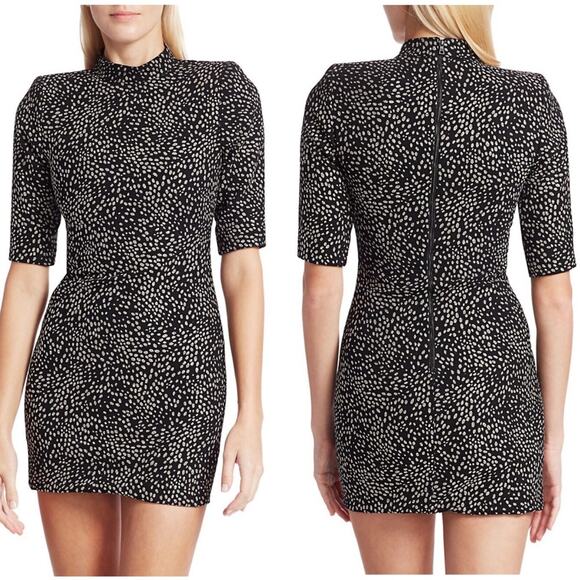 Alice and Olivia Inka Metallic Stretch Mock Neck Mini Dress - Picture 1 of 6